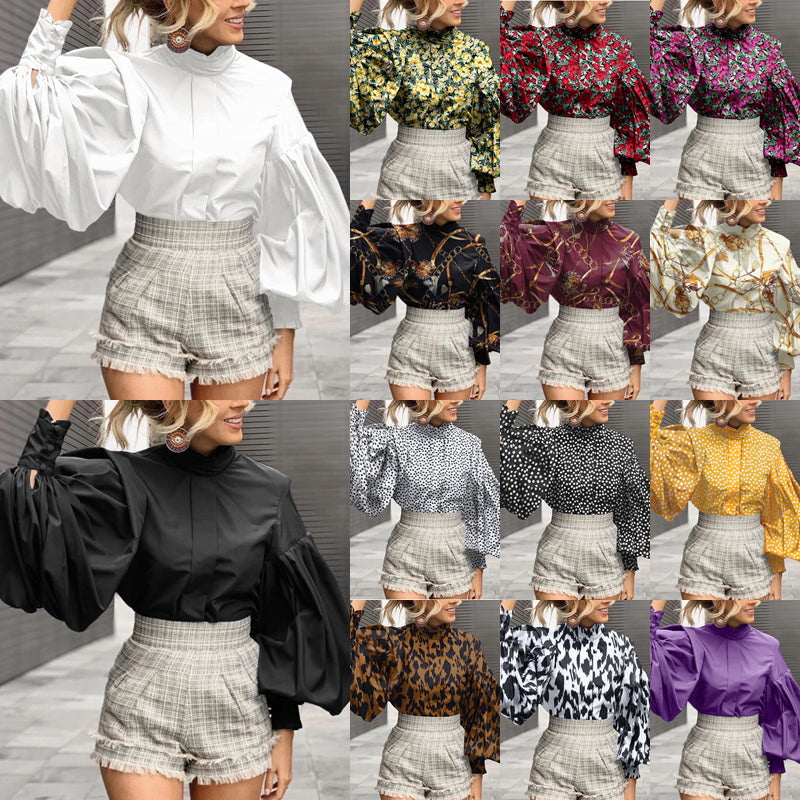 ZANZEA Fashion Shirts and Blouses for Women Purple Tops 2024 Elegant Long Lantern Sleeve Autumn Solid Color Chic Blusa Oversized