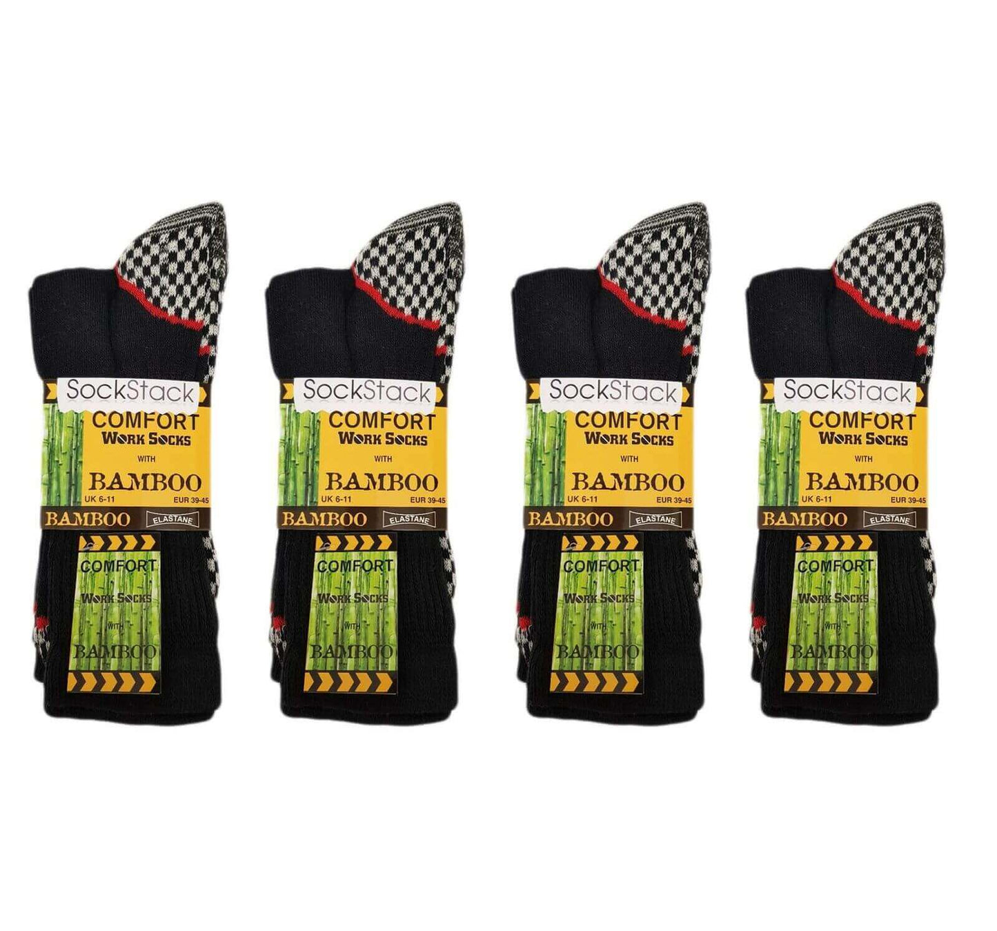 12 Pairs Mens Heavy Duty Bamboo Work Socks Moisture Wicking Cushioned Reinforced Heel Toe for Construction and Outdoor Work UK Sizes 6-11 Sock Stack