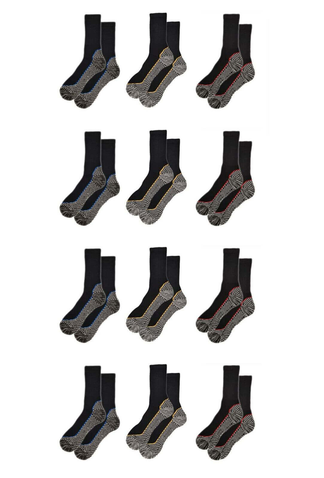 12 Pairs Mens Heavy Duty Bamboo Work Socks Moisture Wicking Cushioned Reinforced Heel Toe for Construction and Outdoor Work UK Sizes 6-11 Sock Stack