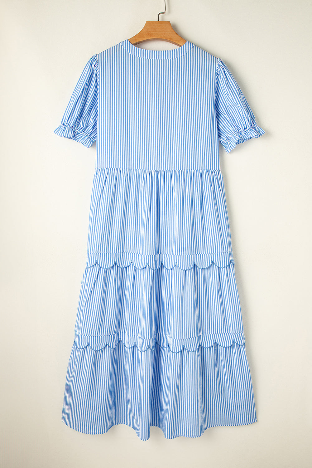 Noah Stripe Tiered Scallop Long Dress-3