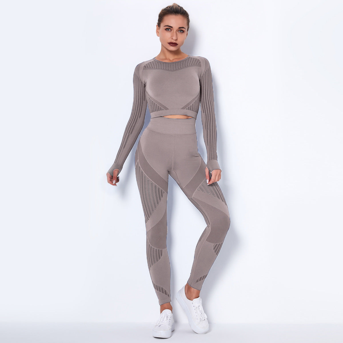 Seamless Knitted Absorbent Yoga Long-Sleeved Suit Yoga Wear suit