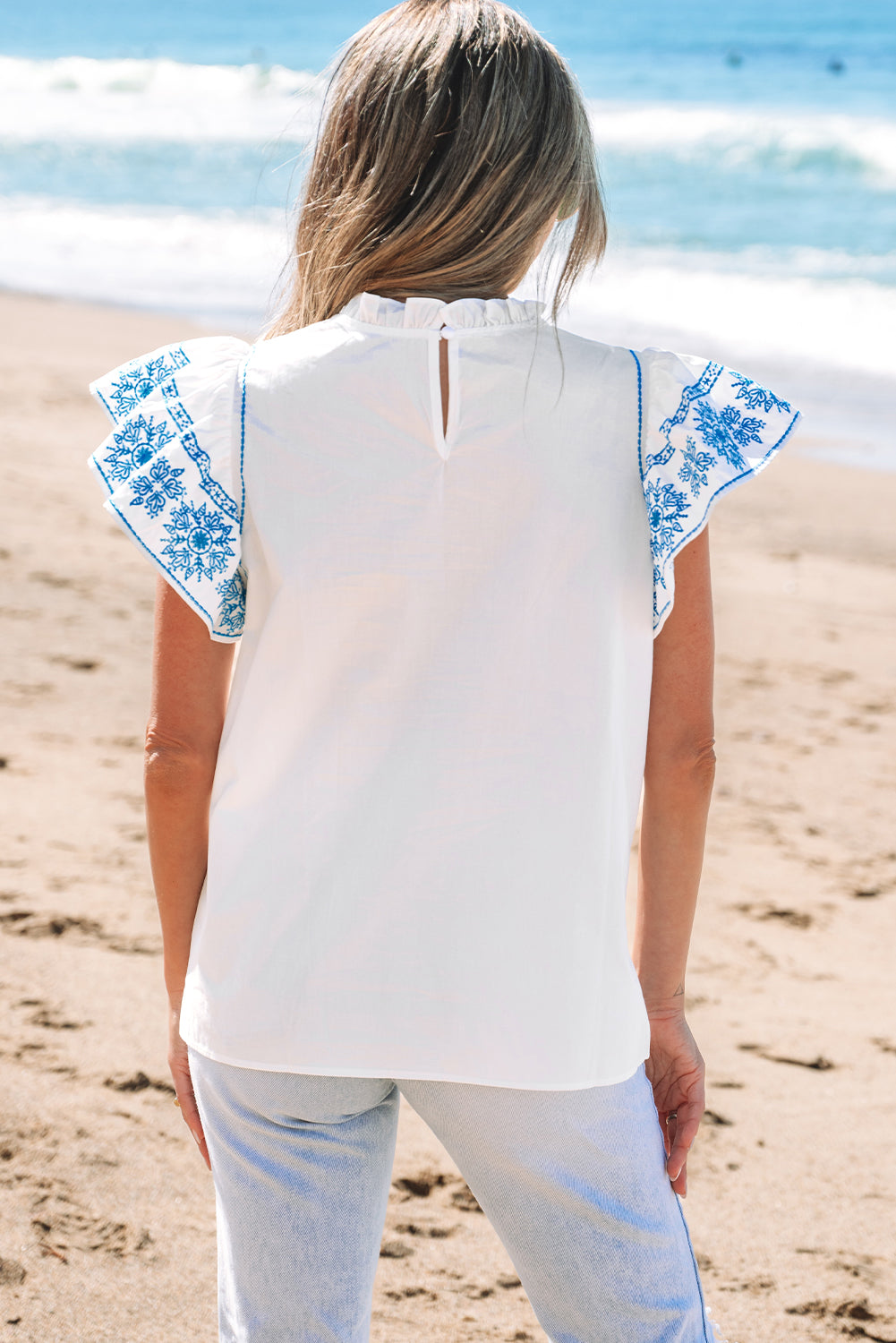 Vienna Embroidered Ruffled Sleeve Blouse-1