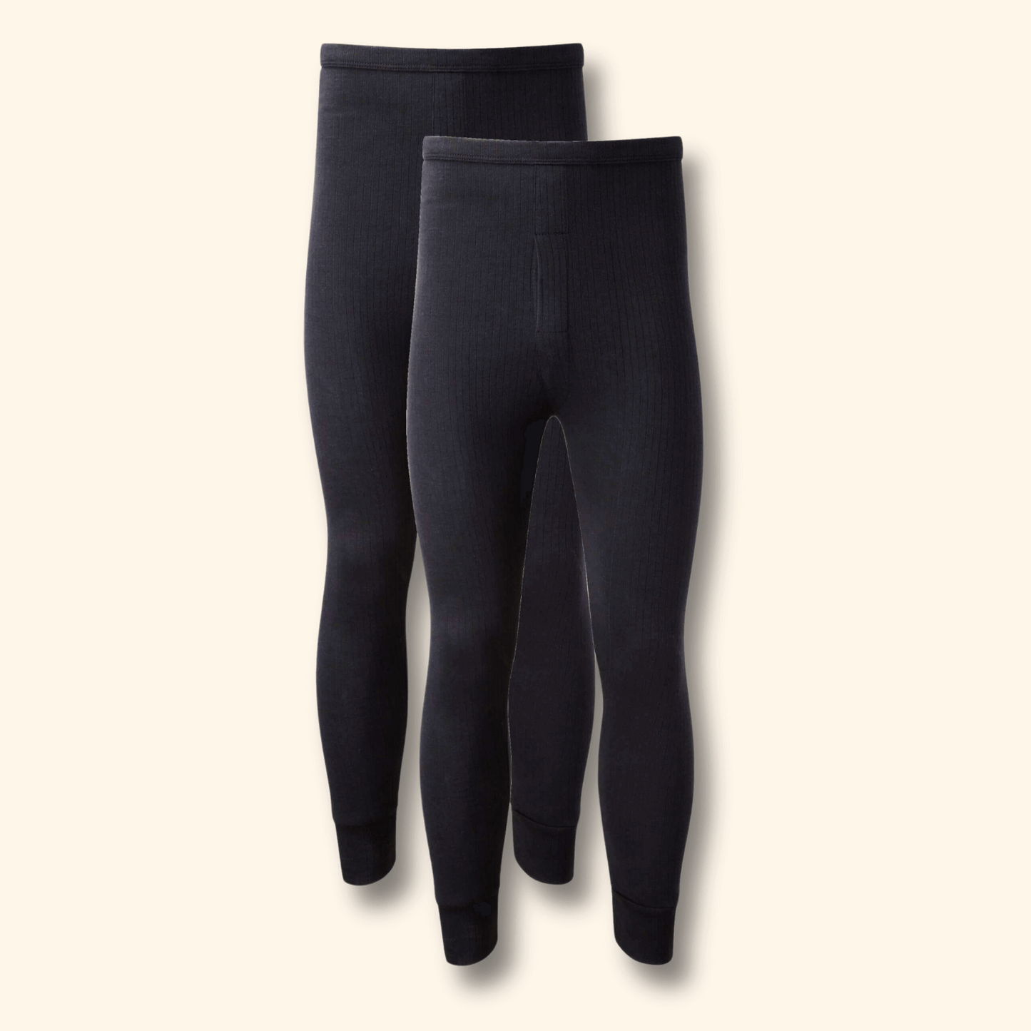 2 Pack Men's Thermal Underwear Long John Trousers Bottom Warm Durable Baselayer Insulated Brushed Yarn for Running Hiking Outdoor Sports Workwear Small to XXL White Black Grey Navy by Heatwave Thermalwear