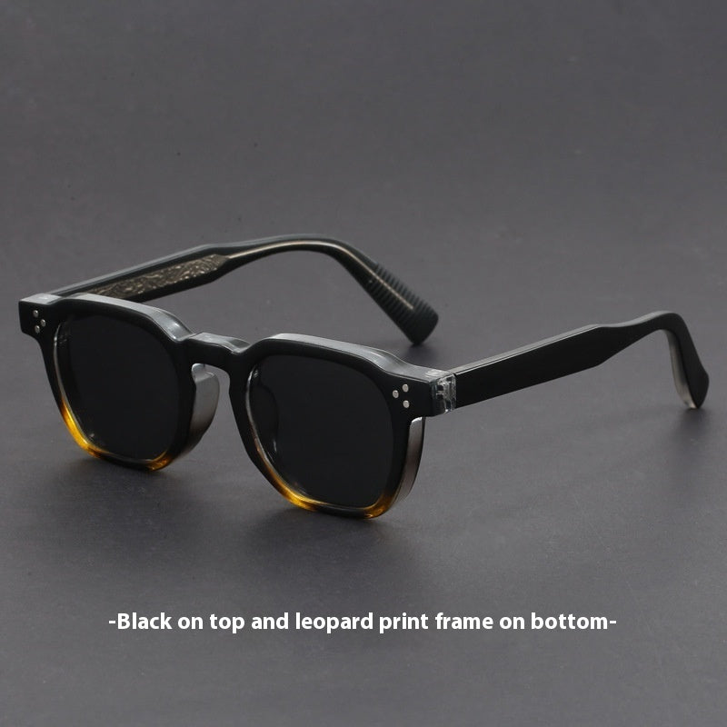 Vintage Tortoise Amber Square Sunglasses with Brown Lenses