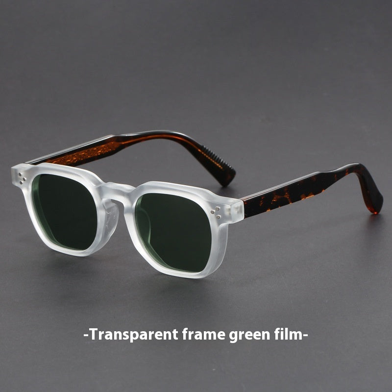 Vintage Tortoise Amber Square Sunglasses with Brown Lenses
