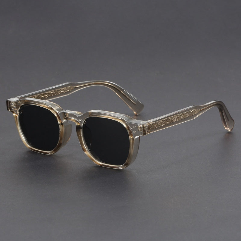 Vintage Tortoise Amber Square Sunglasses with Brown Lenses