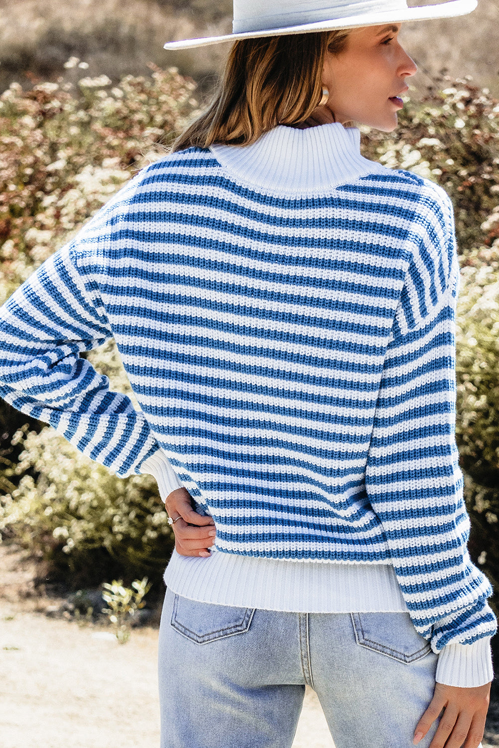 Quinn Stripe Zip Up Collar Sweater-1