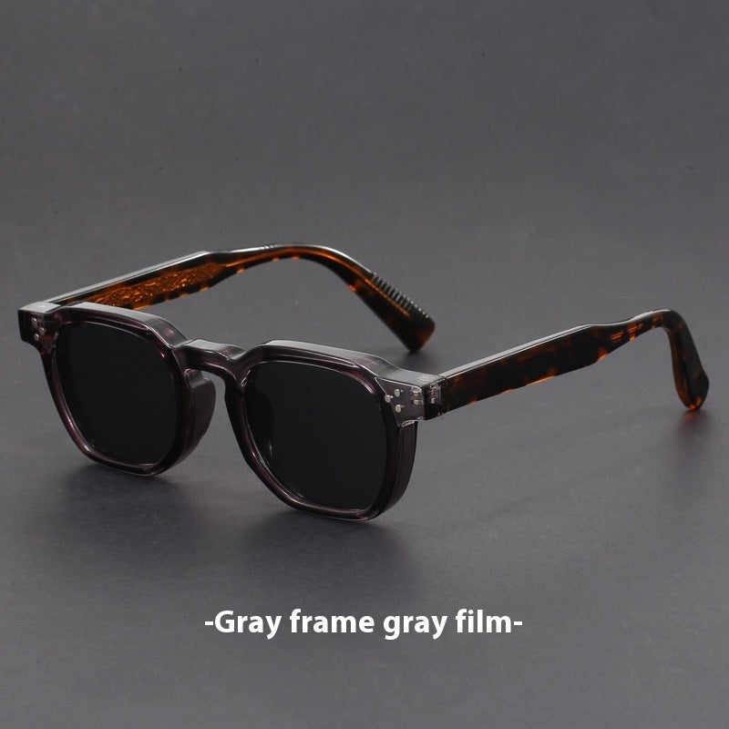 Vintage Tortoise Amber Square Sunglasses with Brown Lenses