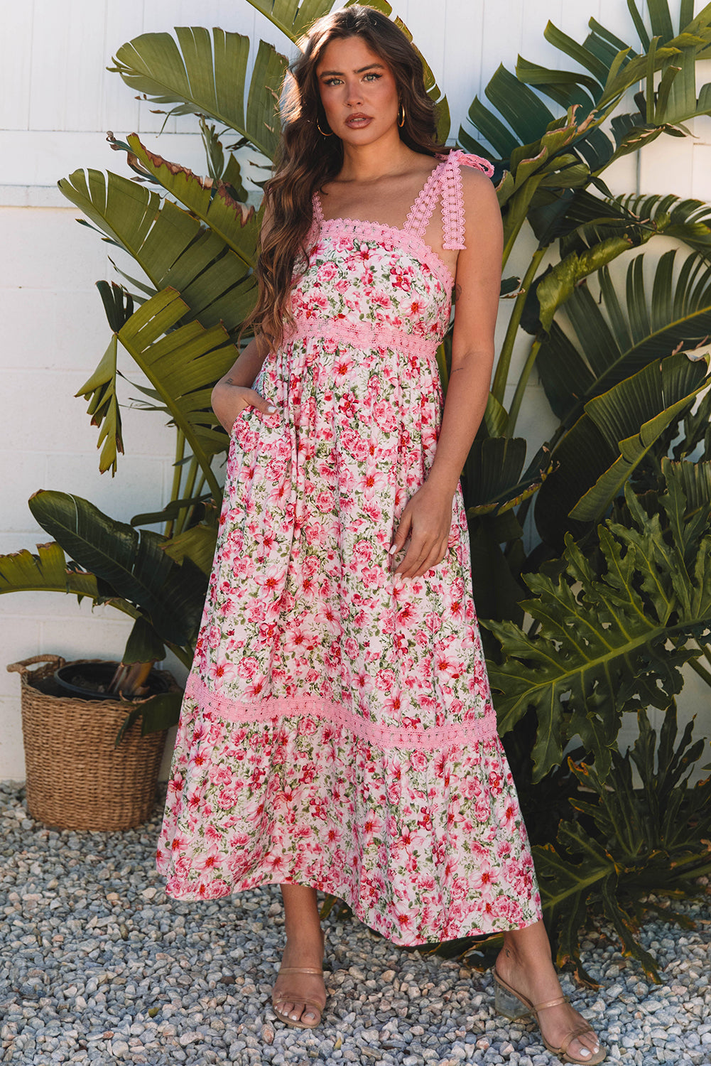 Sasha Floral Lace Tied Strap Dress-3