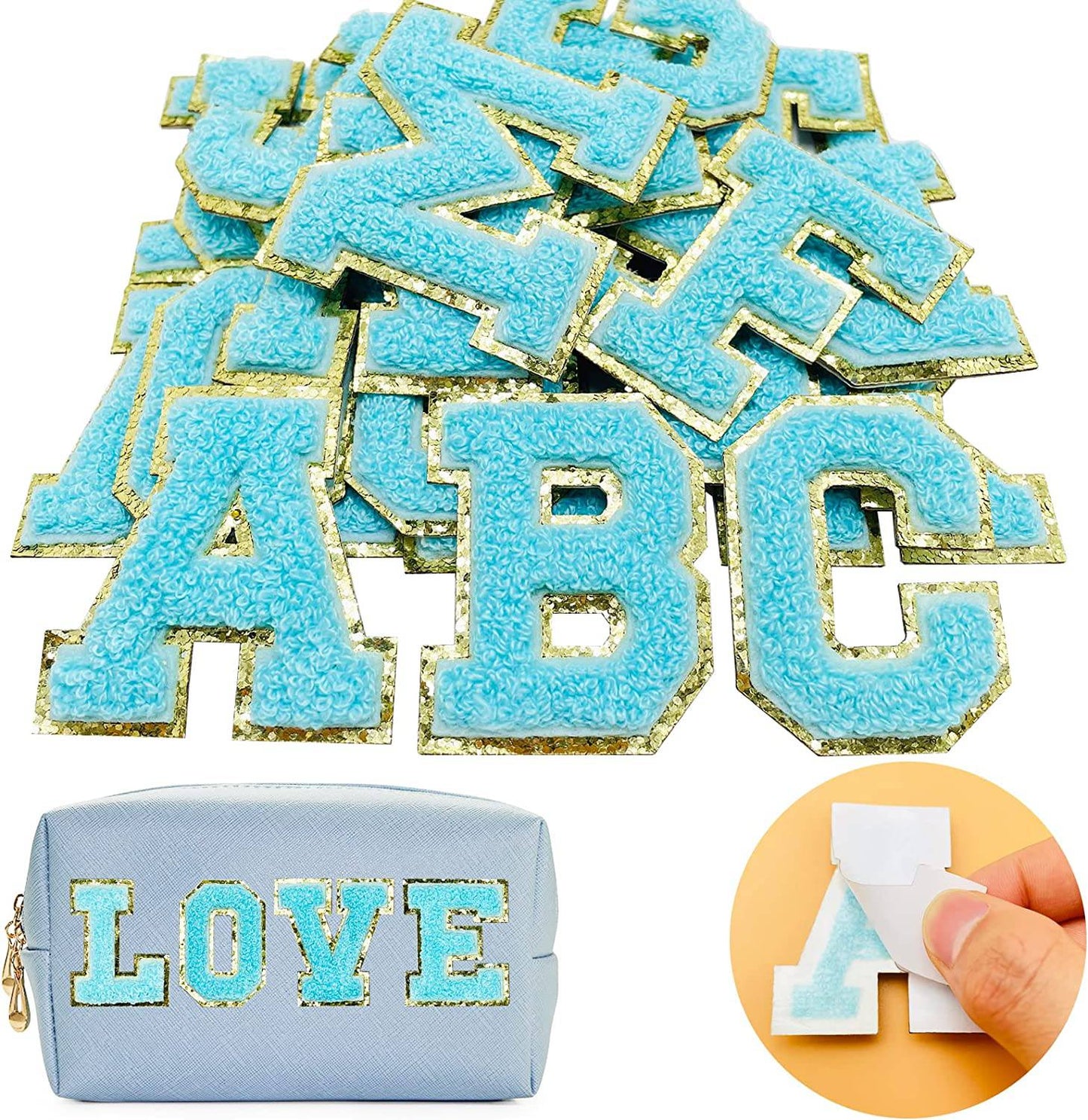 Yellow Self Adhesive Chenille Letters Patches-1