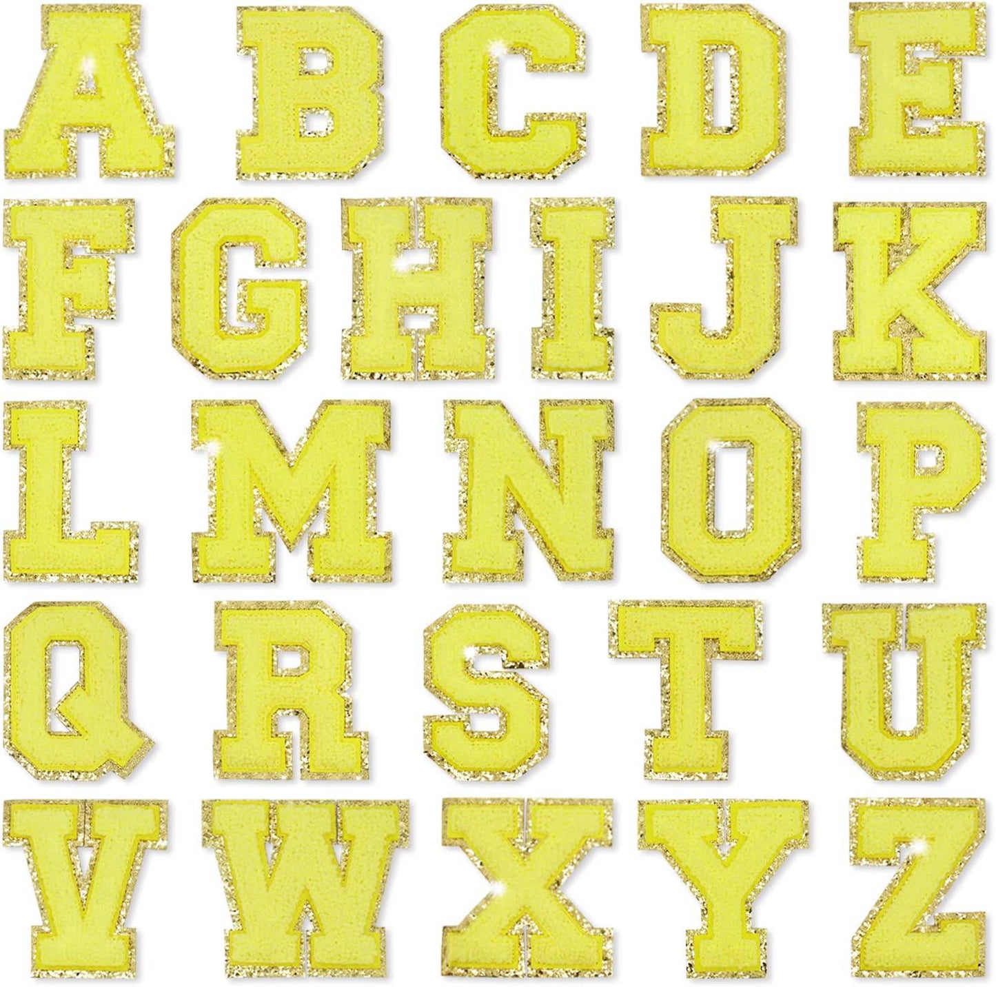 Yellow Self Adhesive Chenille Letters Patches-0