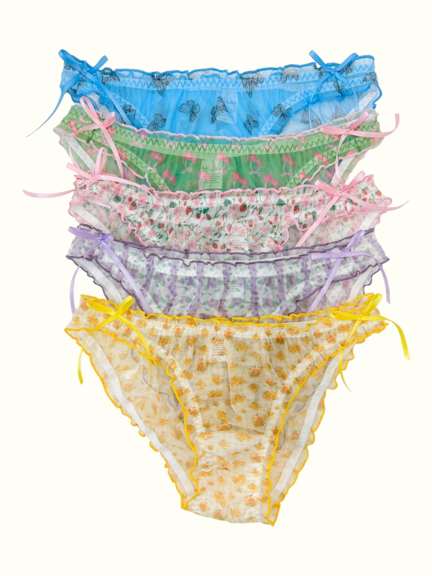 Women's Lace Coquette Ruffle Panties in Various Designs-5