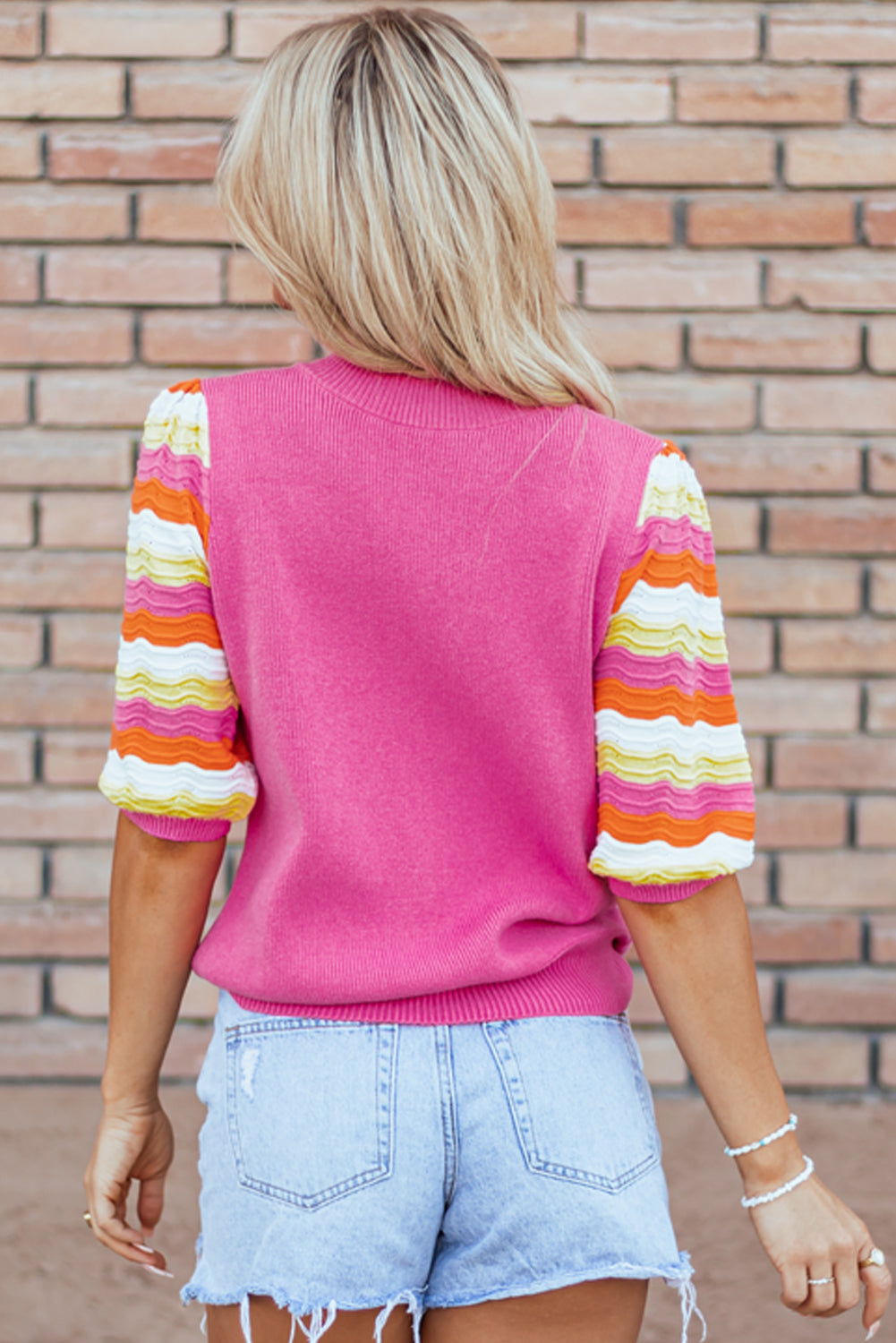 Phoenix Ribbed Short Sleeve Sweater-1