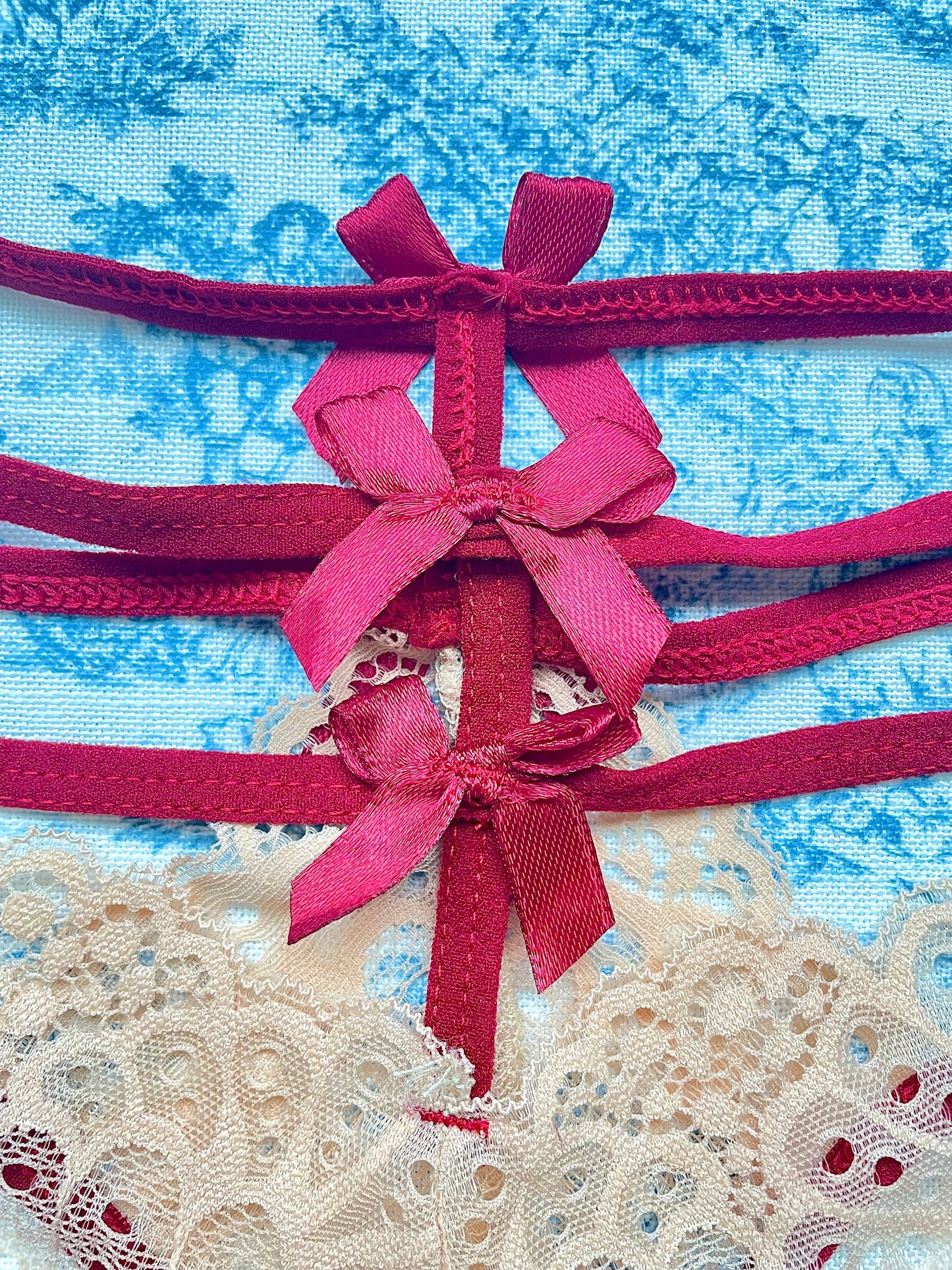 Tan & Red Straps Bow Panty-2