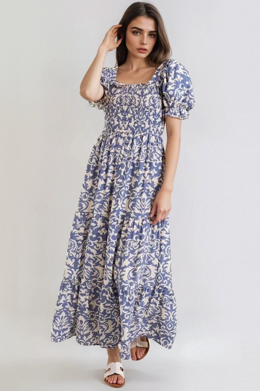 Light Blue Printed Maxi Dress-0