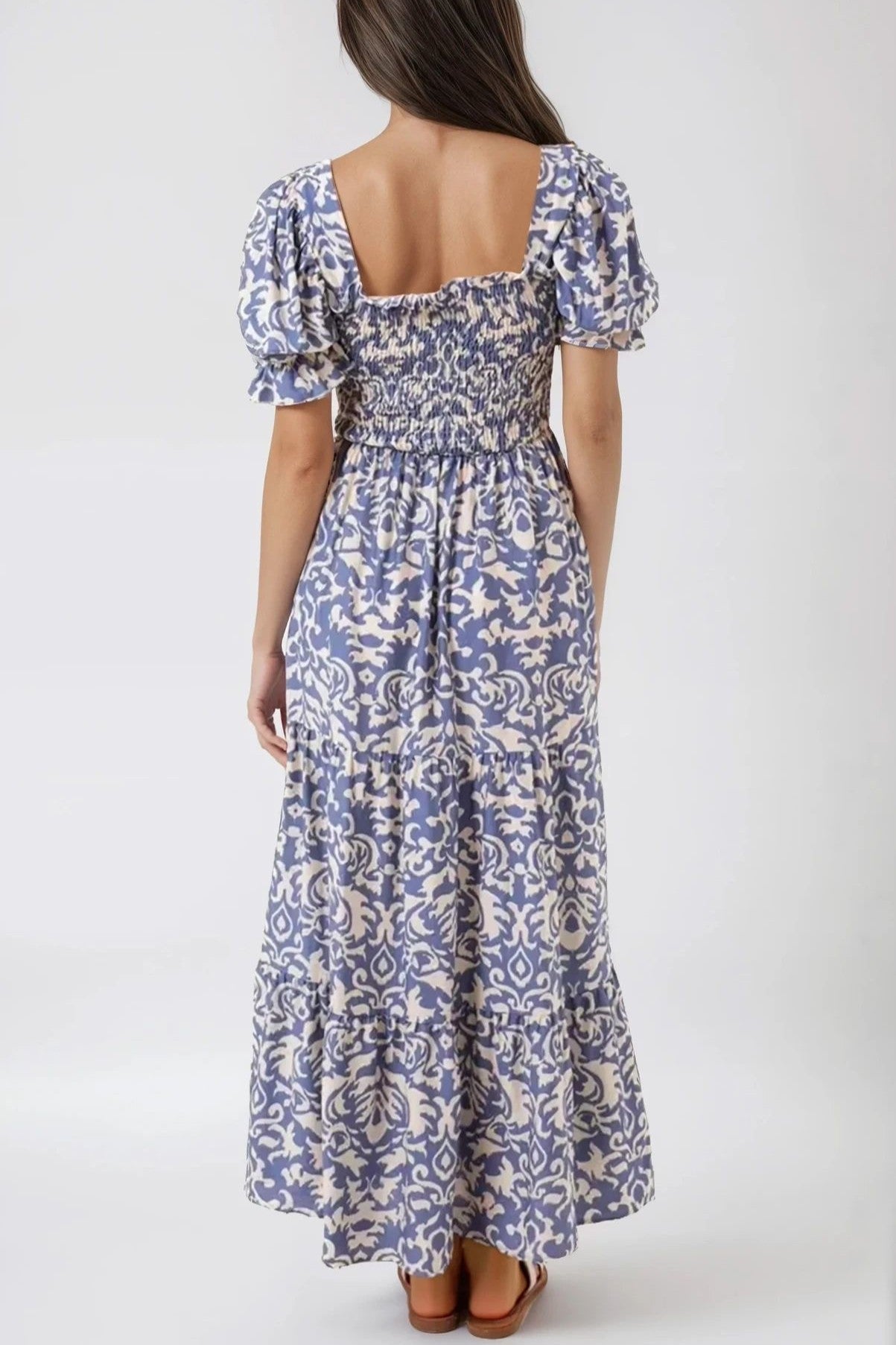 Light Blue Printed Maxi Dress-2