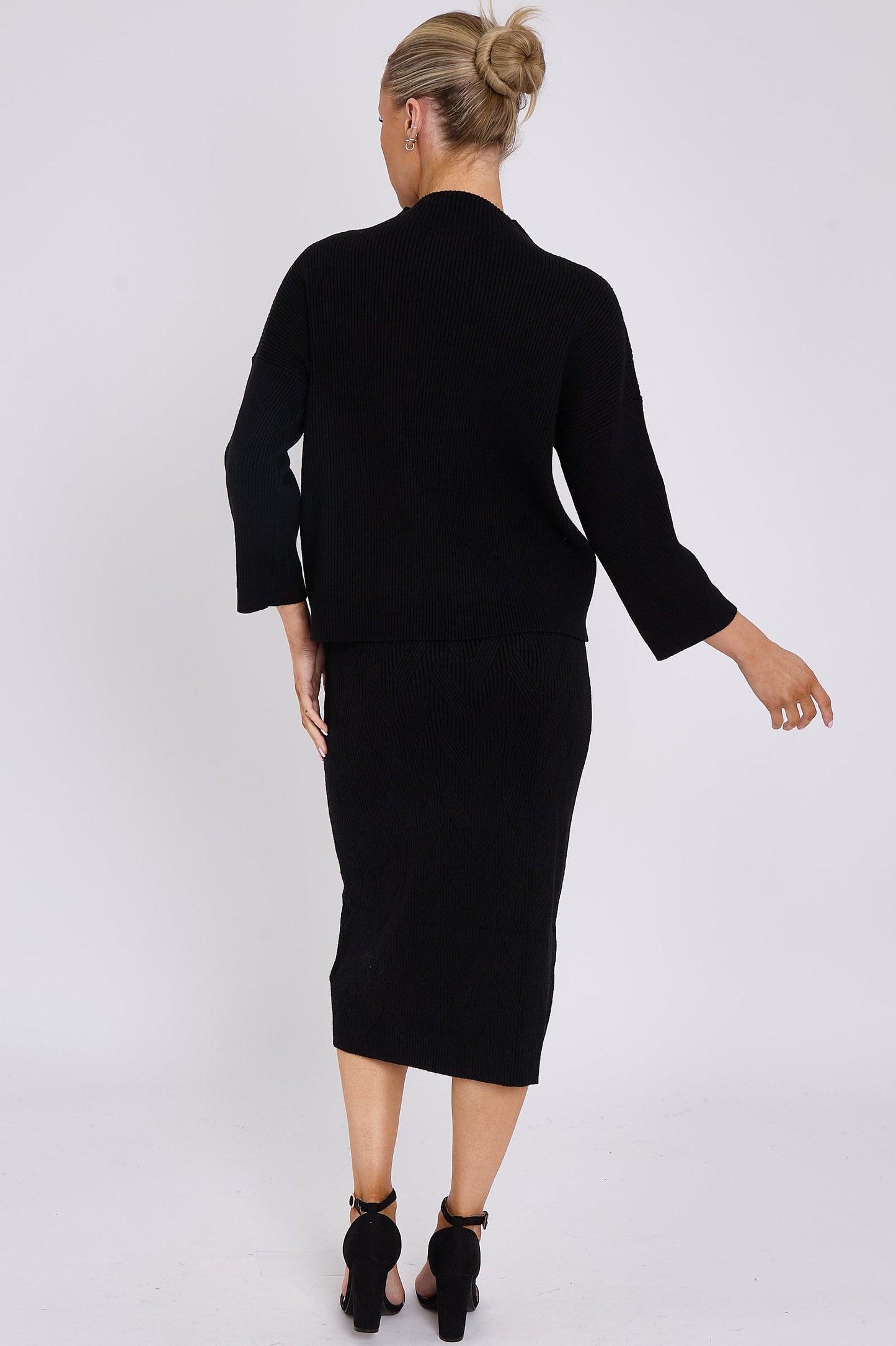 Black Knit Pattern Jumper-4