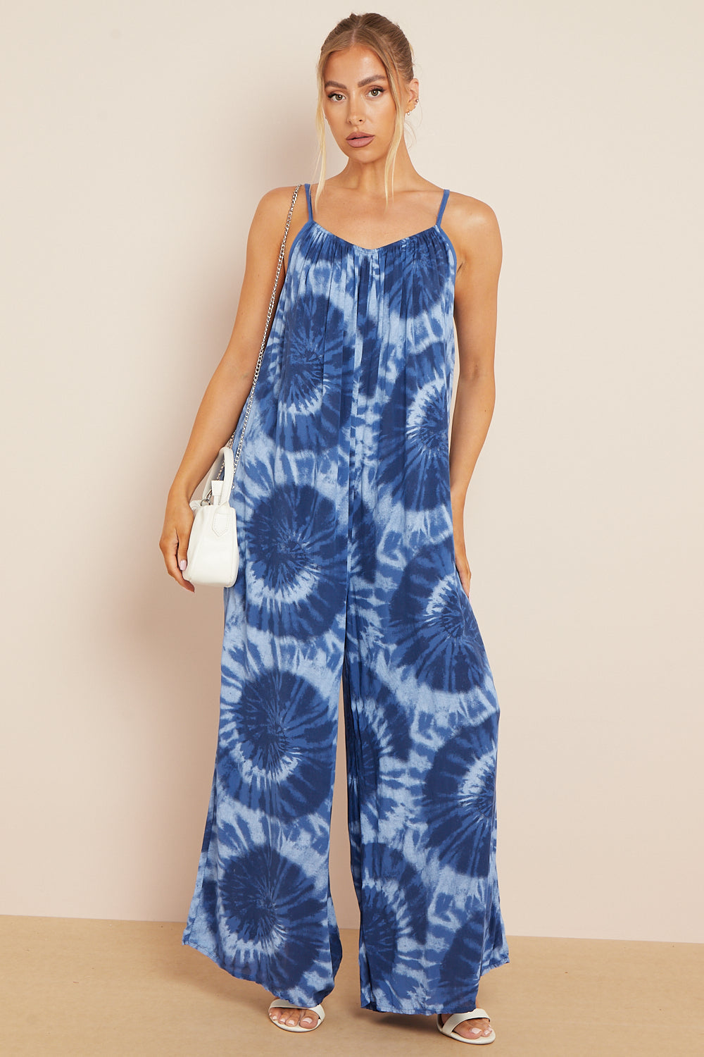 Royal Blue Tie-Dye Strappy Jumpsuit-2