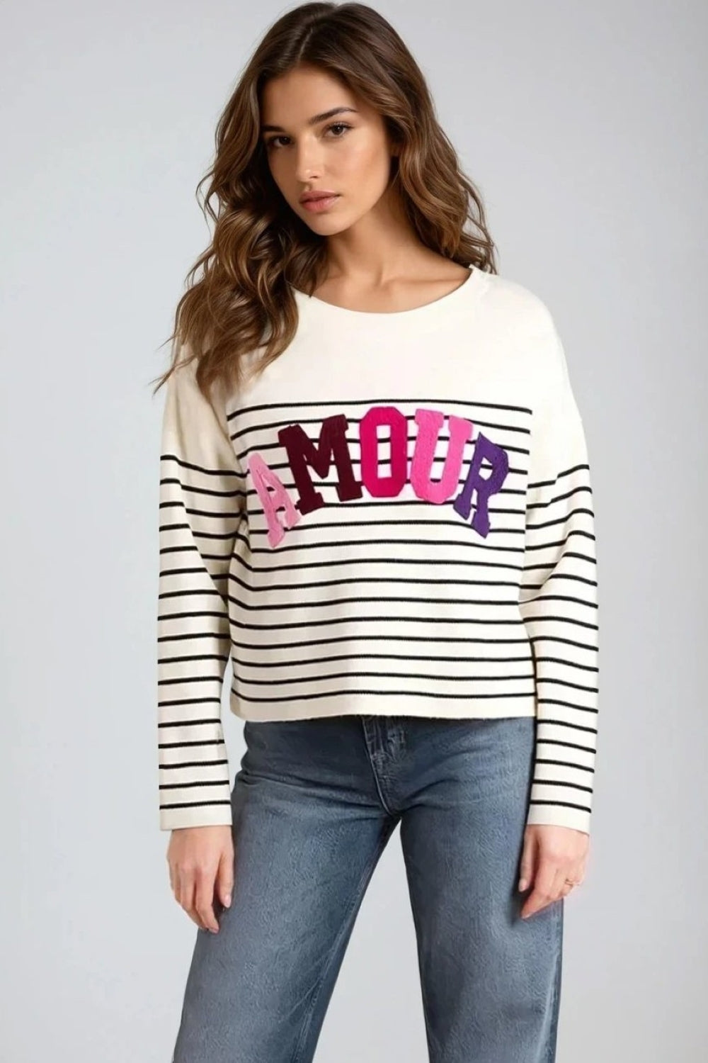 Stone 'Amour' Stripe Jumper-2