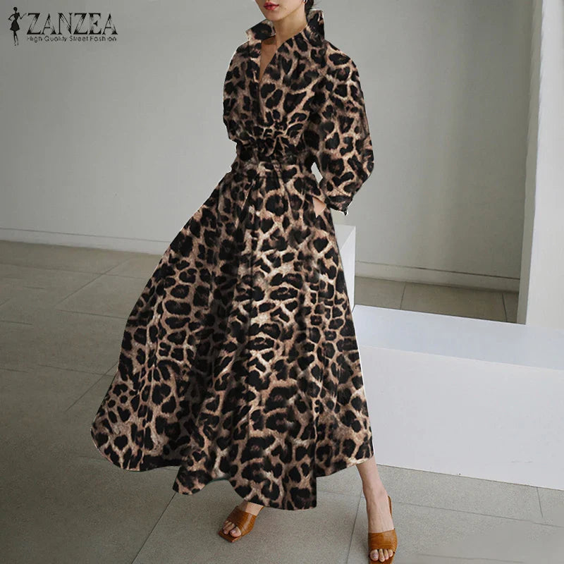 Women Autumn Sundress 2023 Elegant Shirt Dress Solid Long Sleeve Maxi Vestidos Female Casual High Waist Robe Oversize 7