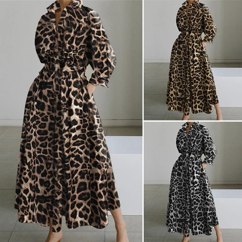 Women Autumn Sundress 2023 Elegant Shirt Dress Solid Long Sleeve Maxi Vestidos Female Casual High Waist Robe Oversize 7