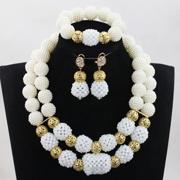 Stud Earrings Women African Nigerian Jewelry Set 2 Rows Layers Purple Necklace Bracelet Jewelry Set for Wedding ABH377
