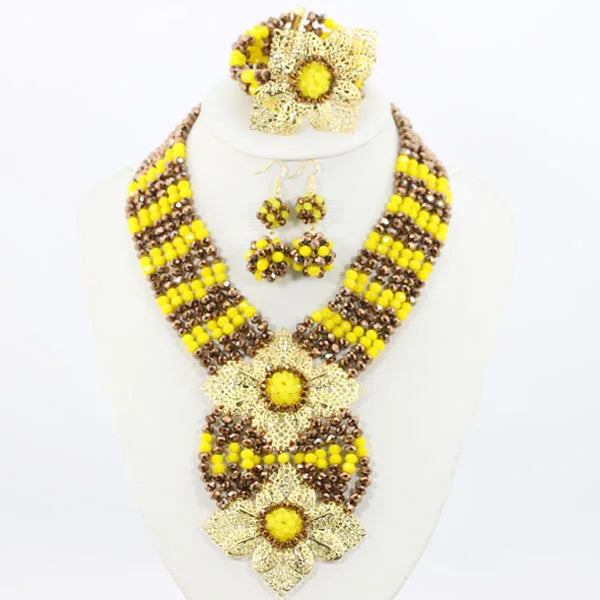 New African Jewelry Set Orange Nigerian Wedding African Beads Jewelry Set Crystal New Bridal Jewelry Set ABS065
