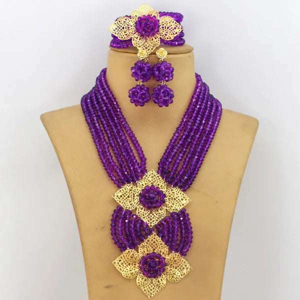 New African Jewelry Set Orange Nigerian Wedding African Beads Jewelry Set Crystal New Bridal Jewelry Set ABS065