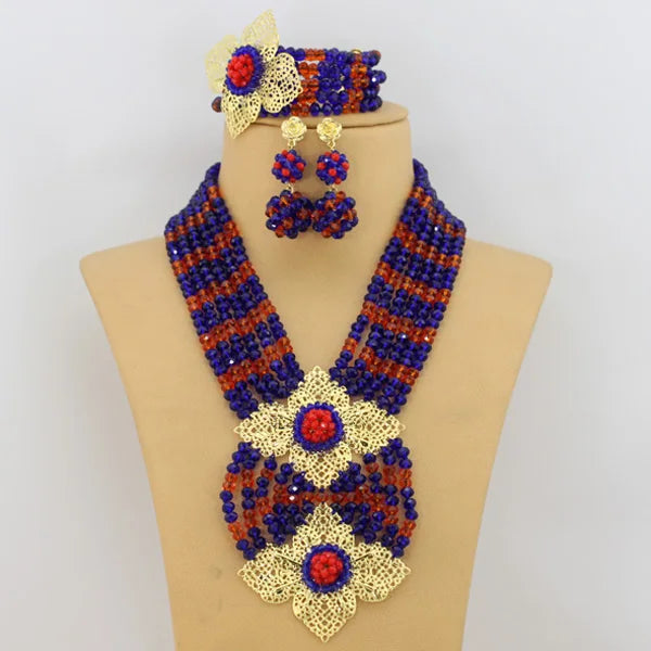 New African Jewelry Set Orange Nigerian Wedding African Beads Jewelry Set Crystal New Bridal Jewelry Set ABS065
