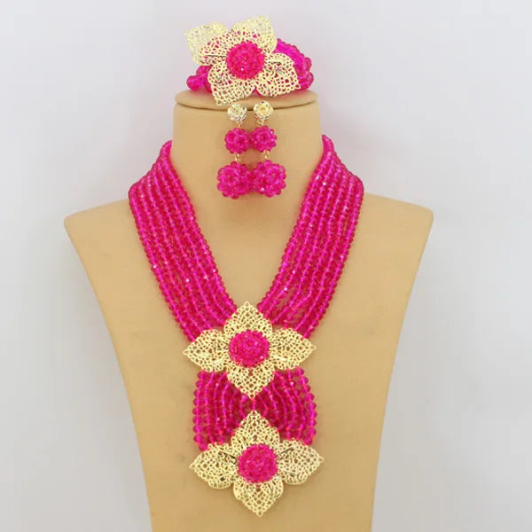 New African Jewelry Set Orange Nigerian Wedding African Beads Jewelry Set Crystal New Bridal Jewelry Set ABS065
