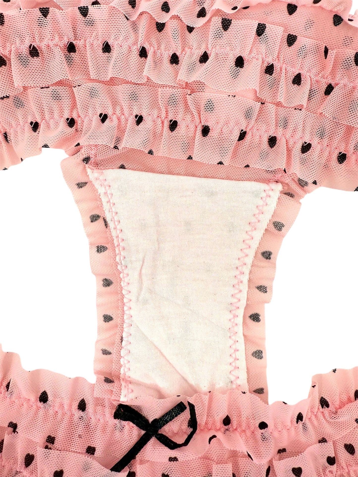 Whispers of Love: Pink Petals & Midnight Hearts Ruffle Panty-4