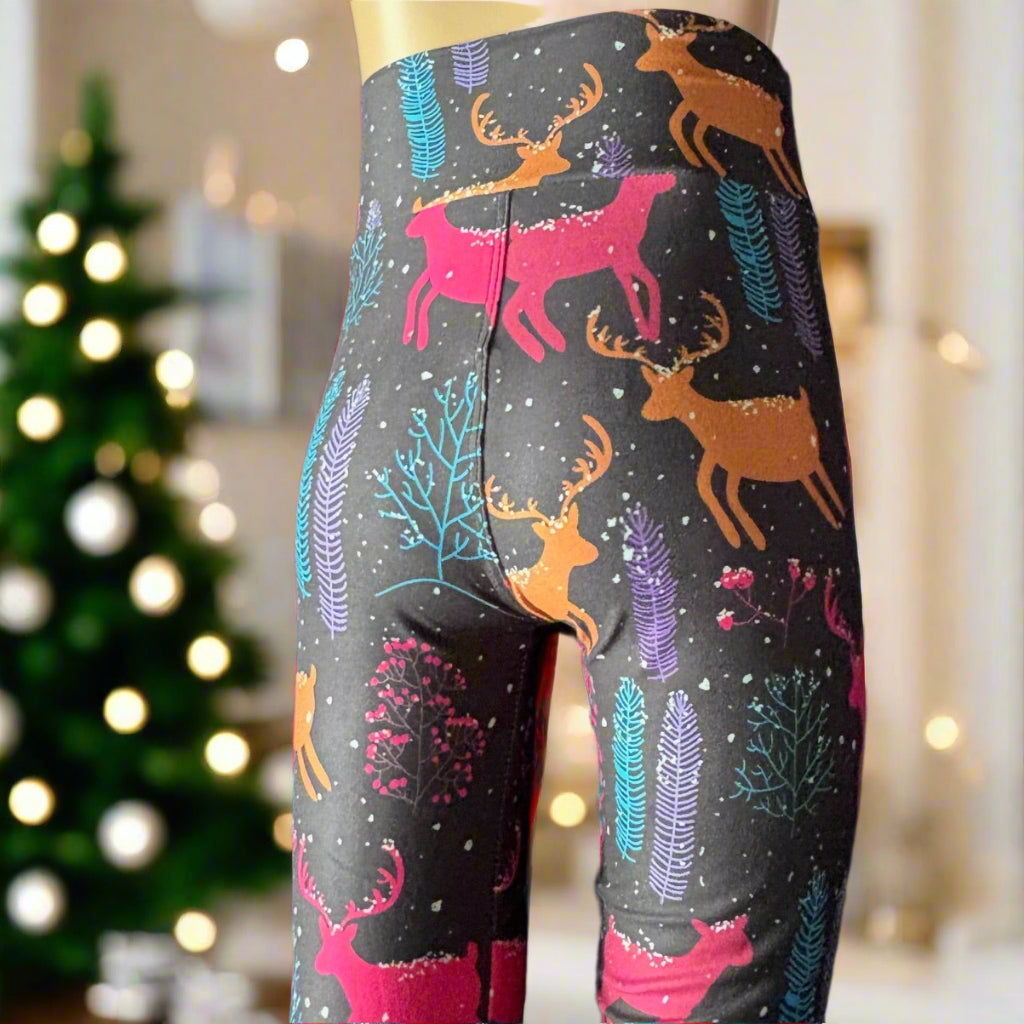 Winter reindeer Christmas leggings