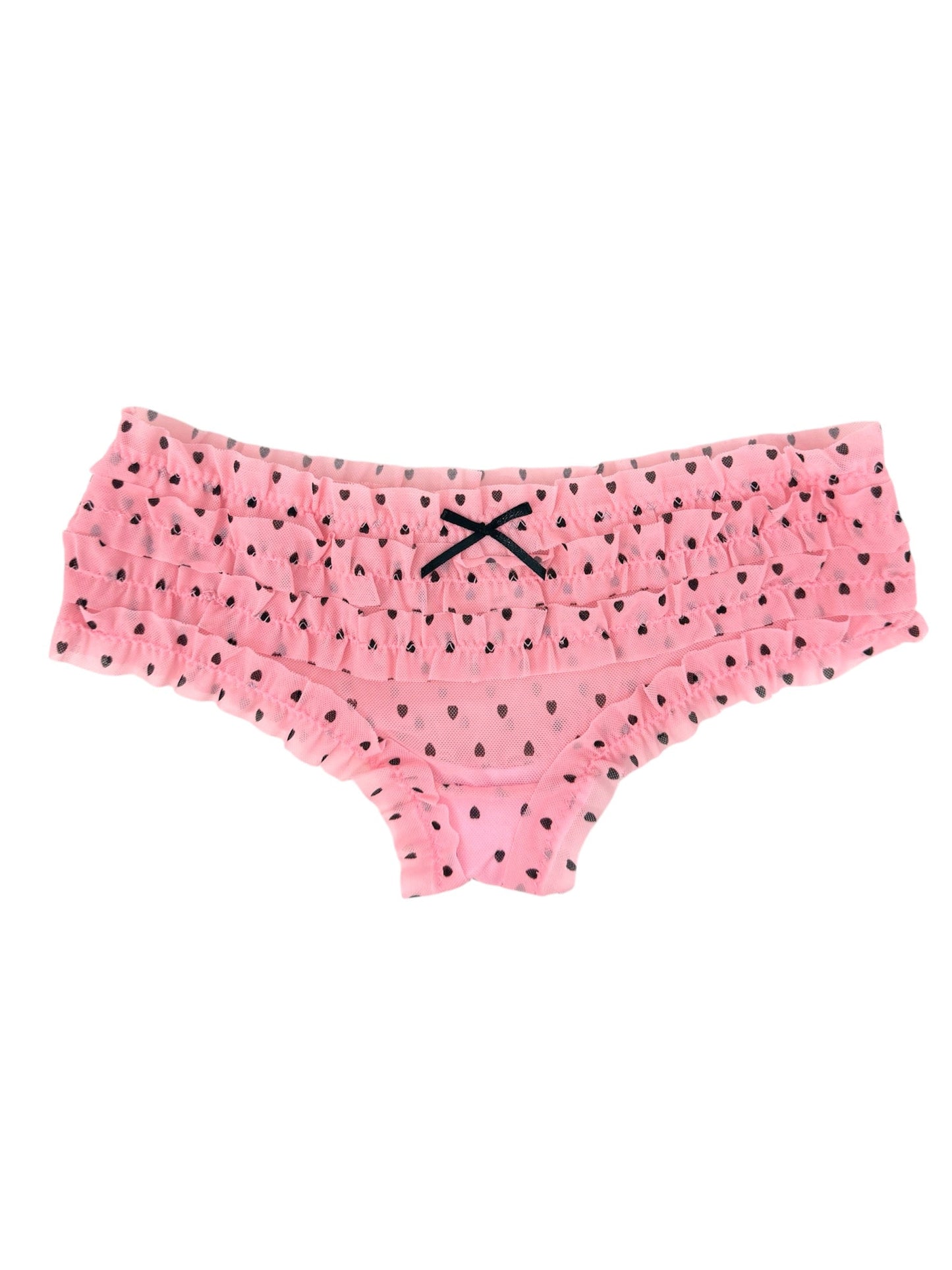 Whispers of Love: Pink Petals & Midnight Hearts Ruffle Panty-5