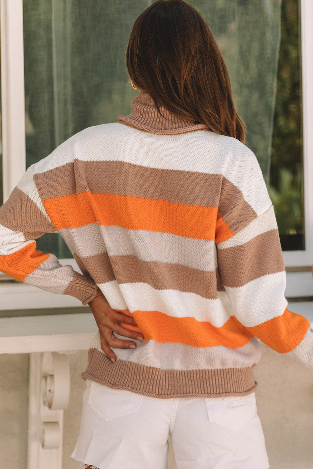 Sloane Striped Knitted Turtleneck-1