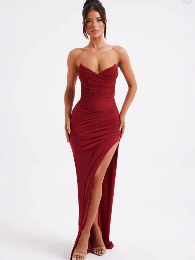 Sexy V-neck Sleeveless Tube Top Dress
