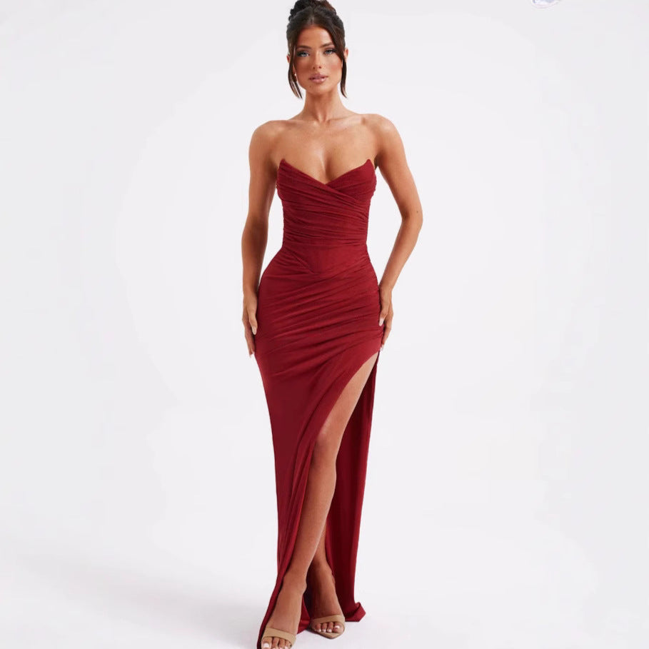 Sexy V-neck Sleeveless Tube Top Dress