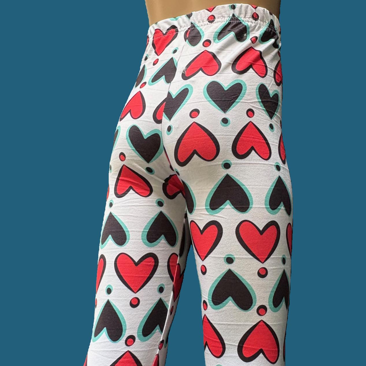 Red & Black hearts design full length stretch leggings