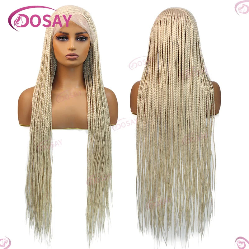 Synthetic Box Side Part Braided Wigs For Black Women Cornrow Braids Lace Wigs Full Lace Front Wig Braid African Hair Braided Wig