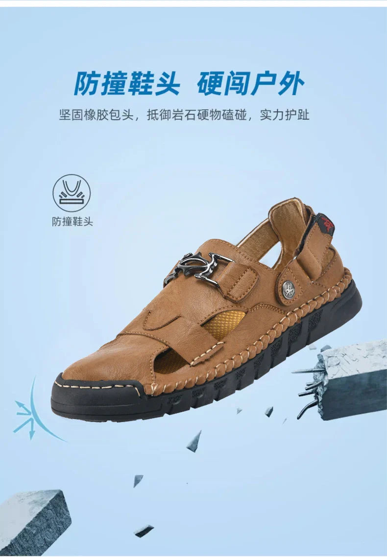 New summer men's sandals, microfiber upper, outdoor beach men's shoes, non-slip, wear-resistant, soft and comfortable
