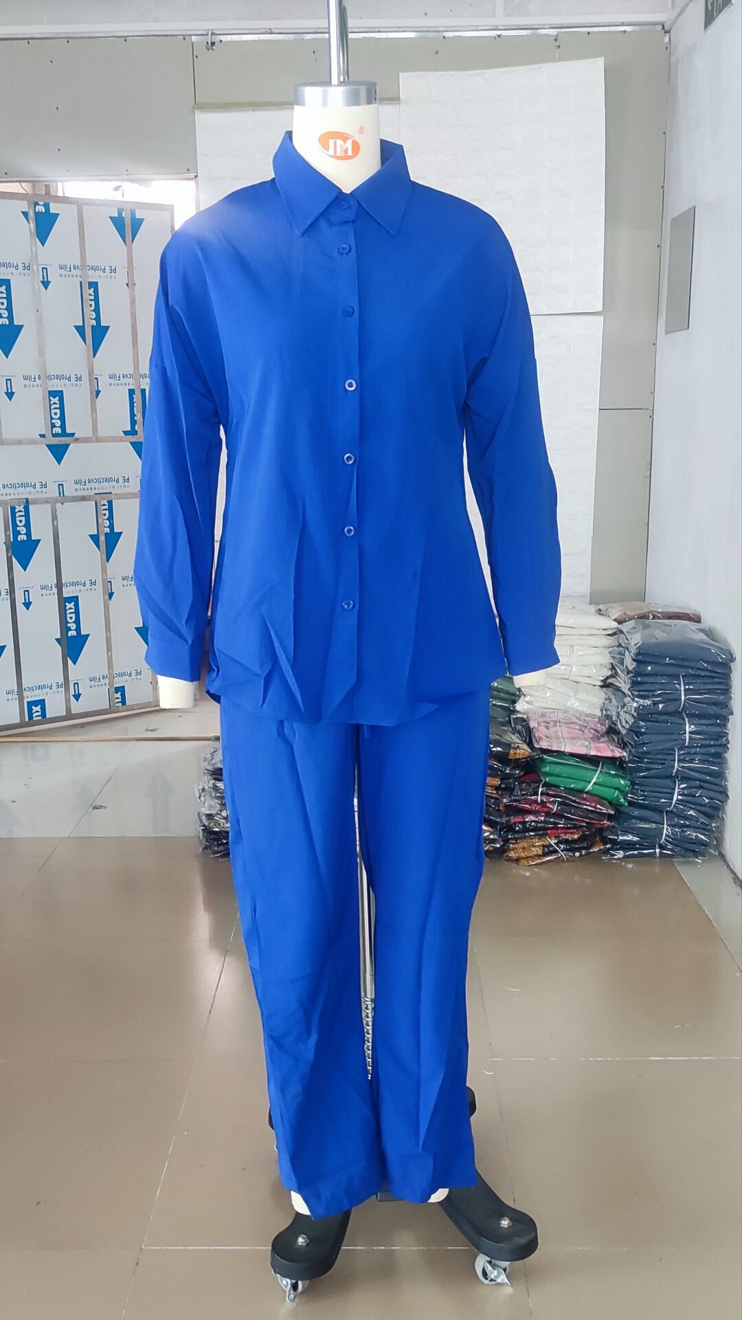 Summer Outfits for Women 2023 Fashion Loose Elastic Wrinkle Long Sleeve Shirt Wide Leg Pants Casual Set for Women 2 Piece Set