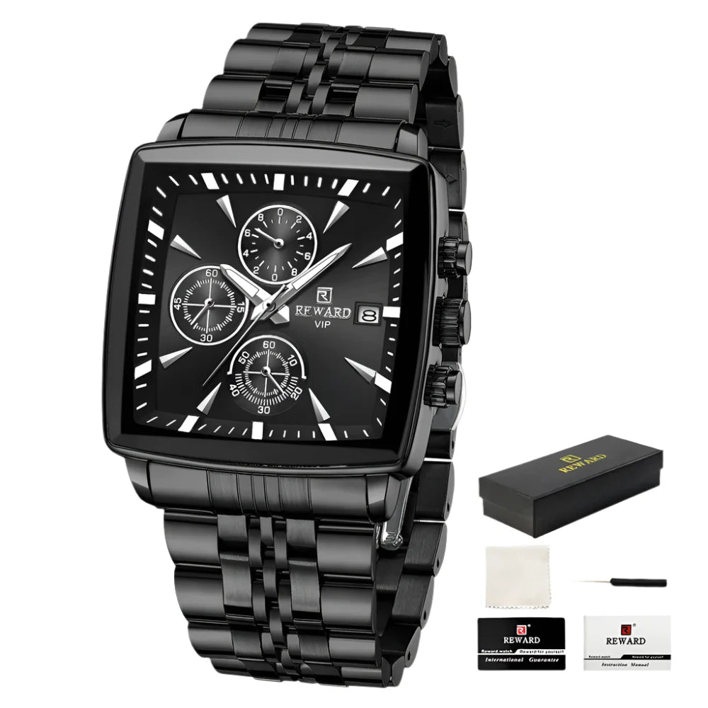 REWARD VIP Mens Watches Waterproof Luminous Sport Watches for Man Stainless Steel Wristwatch Chronograph Date Stopwatch