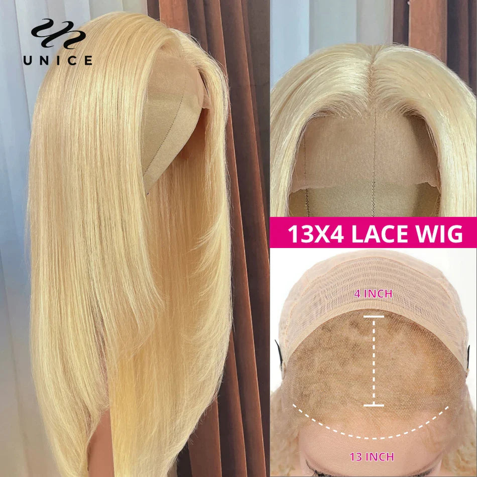 Unice Hair 613 Blonde Bone Straight 5x5 HD Lace Wig 13x4 Lace Front Wigs With Layer Inner Buckle Virgin Human Hair Wig
