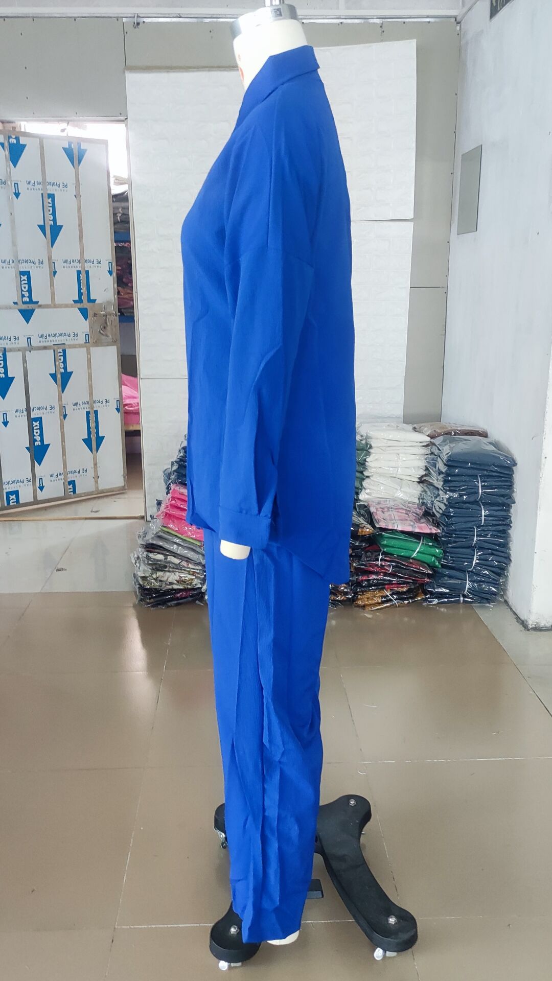 Summer Outfits for Women 2023 Fashion Loose Elastic Wrinkle Long Sleeve Shirt Wide Leg Pants Casual Set for Women 2 Piece Set