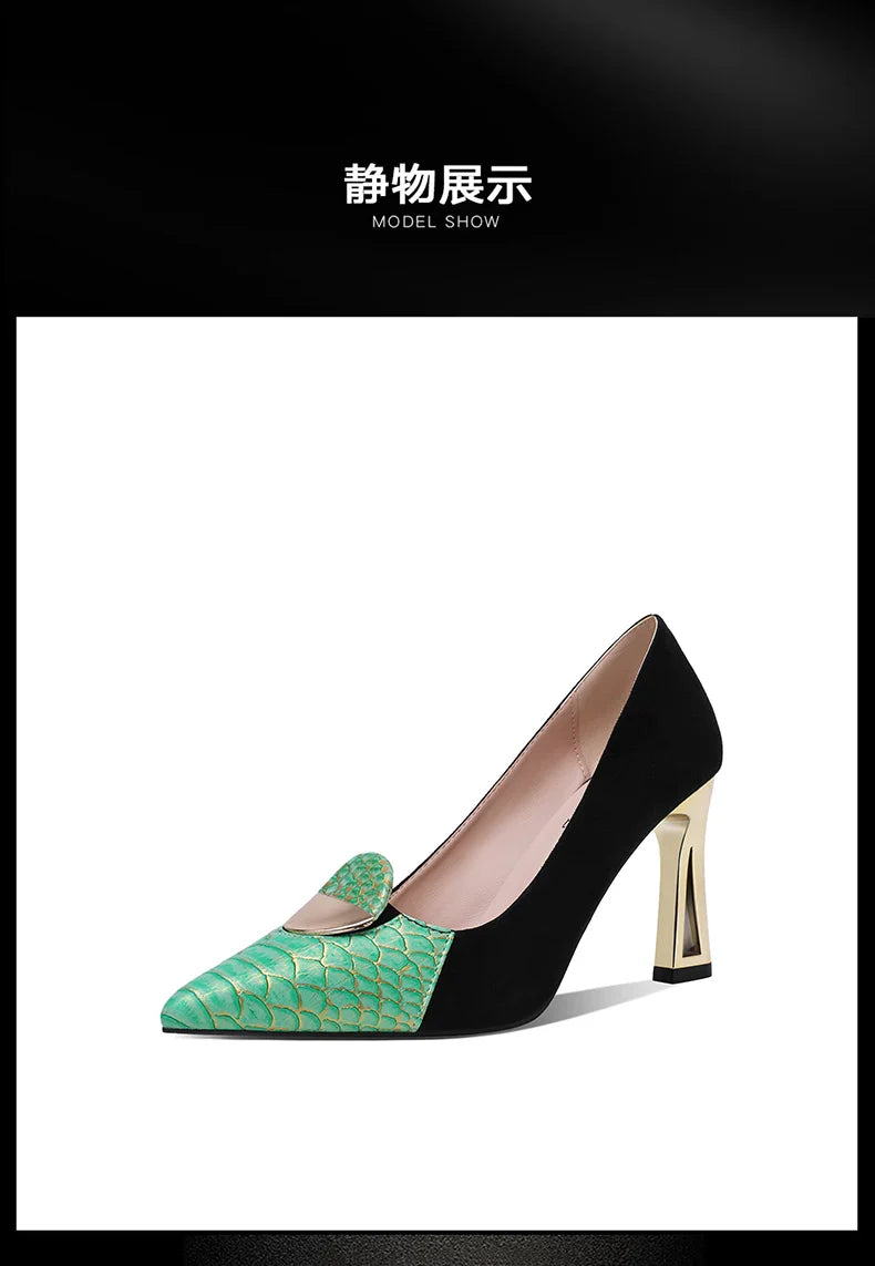 Sexy Fashion Style Women's Heeled Shoes Pointed Tip High Heels One Kick Retro Women Shoes Suede 2025 New Spring Zapatos De Mujer