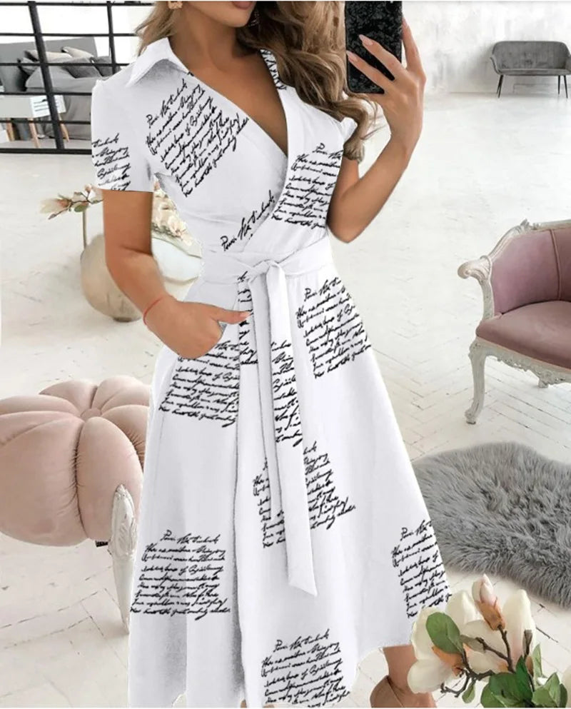 Rainbow Striped Print Summer Dress 2023 Women Button Up Short Sleeve Casual Vintage Shirt Long Dress Ladies Elegant Maxi Dresses