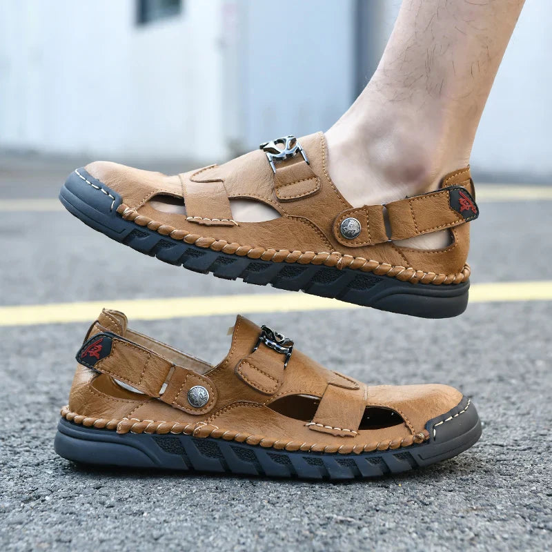 New summer men's sandals, microfiber upper, outdoor beach men's shoes, non-slip, wear-resistant, soft and comfortable