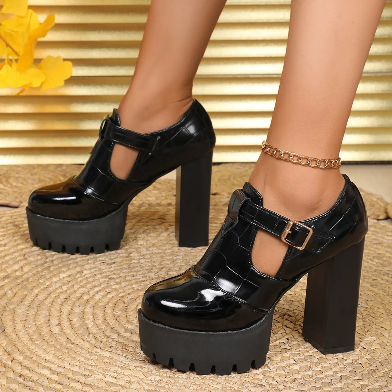 Women Designer Comfortable Fashion Thick Heel Shoes Autumn New Women Round Head Deep Mouth Thick Sole Color Matching High Heels