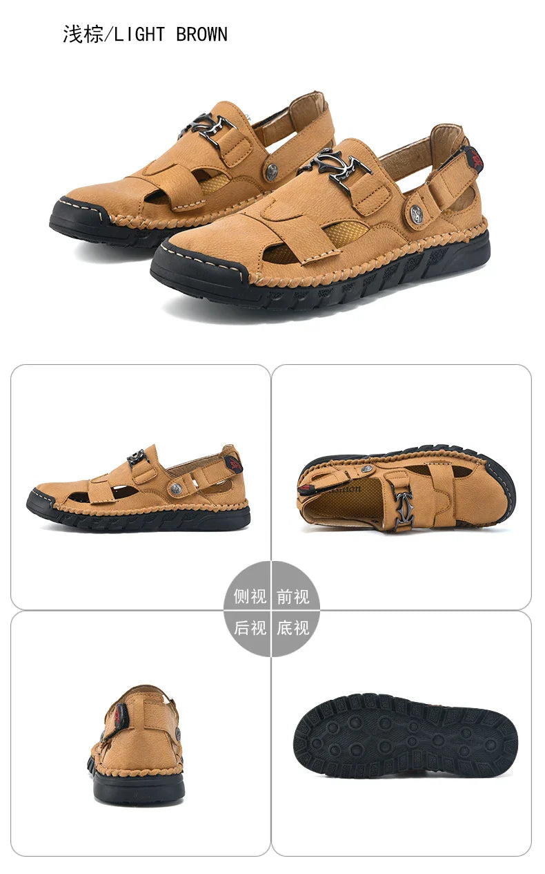 New summer men's sandals, microfiber upper, outdoor beach men's shoes, non-slip, wear-resistant, soft and comfortable