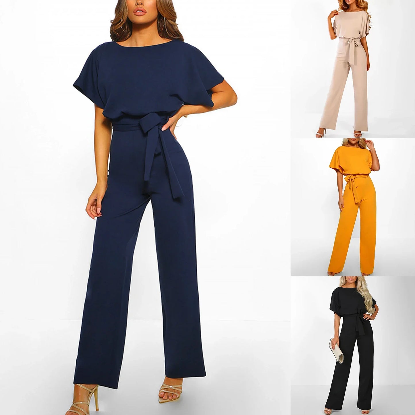 Women Sleeveless Long Jumpsuit 2025 Summer Wide Leg Pant Casual Waisted Tank Rompers Playsuit Office Lady Elegant Pocket Overall