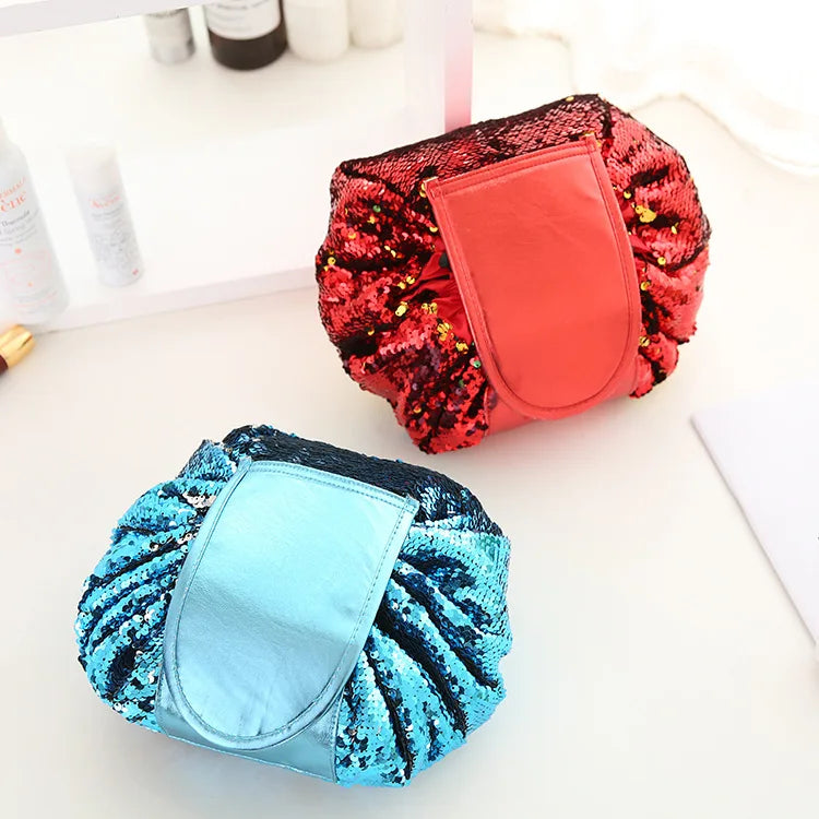 Women Drawstring Cosmetic Bag Travel Storage Makeup Bag Organizer Female Make Up Pouch Portable Waterproof Toiletry Beauty Case